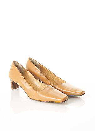 Pantofi cu toc material neted toc plat până la 3 cm bej MANFIELD femeie