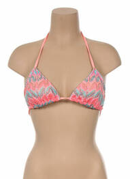 Sutien de costum de baie închidere cu legături de legat top triunghiuri roz KIWI femeie