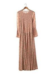 Rochie lungă mâneci lungi mâneci lungi roz INTROPIA femeie