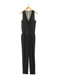 Salopetă-pantalon guler petrecut negru SIMONA BARBIERI femme