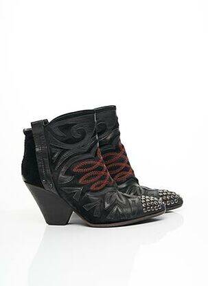 Botine/ghete material neted toc de 7 la 9 cm negru STRATEGIA femeie