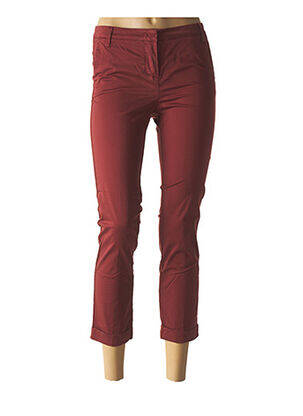 Pantalon 7/8 țesătură poplin talie joasă maro MANILA GRACE femeie
