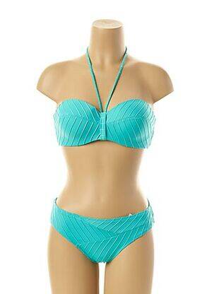 Costum de baie din două piese elasticitate top sutien modelat albastru LOU femme