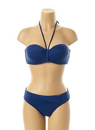 Costum de baie din două piese elasticitate top sutien modelat albastru LOU femeie