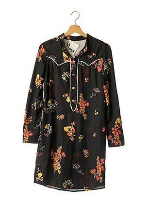 Rochie midi imprimeu floral mâneci lungi negru 8PM femeie