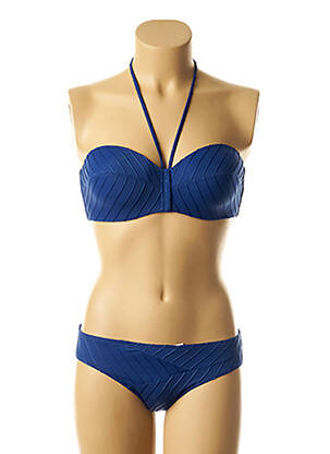 Costum de baie din două piese elasticitate top sutien modelat albastru LOU femeie