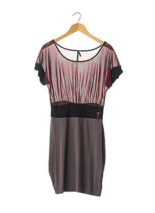 Rochie midi imprimeu fantezie mâneci scurte gri FORNARINA femeie