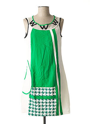 Rochie midi imprimeu fantezie fără mâneci verde L33 femeie