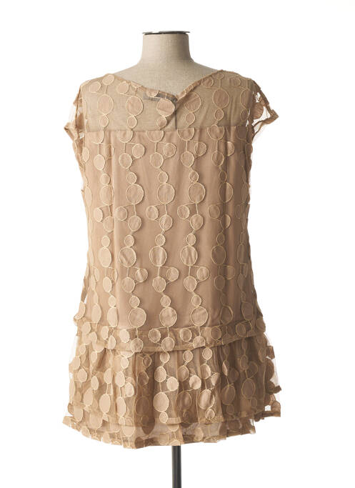 Tunică mâneci scurte bej L33 femeie