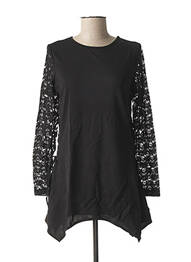 Tunică mâneci lungi guler rotund negru L33 femme