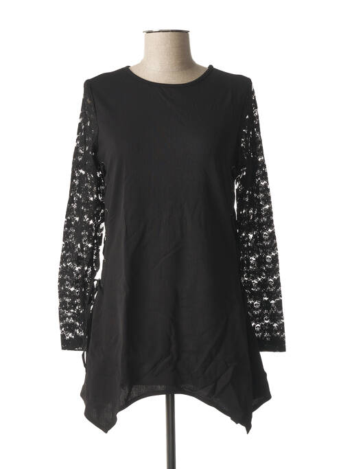 Tunică mâneci lungi guler rotund negru L33 femme