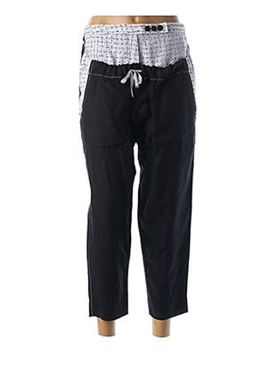 Pantalon trei sferturi talie elastică negru KOKOMARINA femme