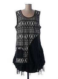 Rochie midi imprimeu fantezie fără mâneci negru L33 femme
