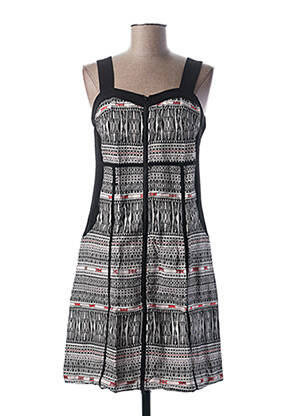 Rochie midi imprimeu fantezie bretele subțiri negru L33 femeie