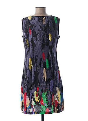 Rochie midi imprimeu fantezie fără mâneci albastru L33 femeie