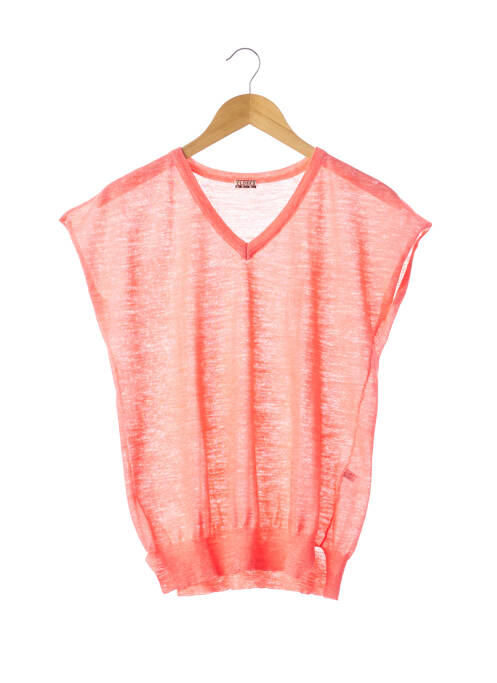 Pulover finisaj cu mansete elastice fără mâneci roz CLOSED femme