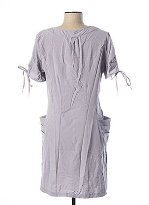 Rochie midi țesătură crep mâneci scurte gri GLAMZ femeie