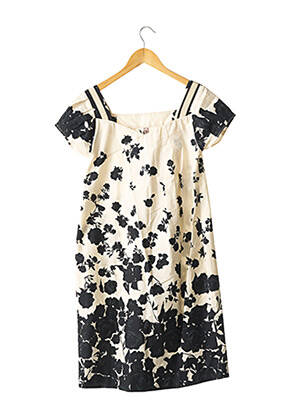 Rochie midi imprimeu fantezie mâneci scurte bej ANTONIO MARRAS femeie
