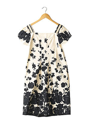 Rochie midi imprimeu fantezie mâneci scurte bej ANTONIO MARRAS femeie