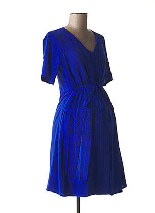 Rochie midi mâneci 3/4 mâneci 3/4 albastru POMKIN femeie