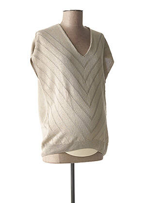 Pulover maternitate guler în v bej FRAGILE femme