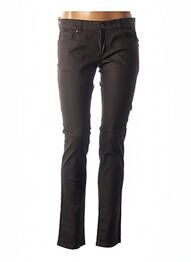 Pantalon slim broderie cu nituri talie joasă maro COUTURIST femme