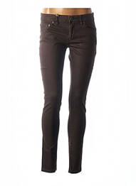 Pantalon slim broderie cu nituri talie joasă maro COUTURIST femme