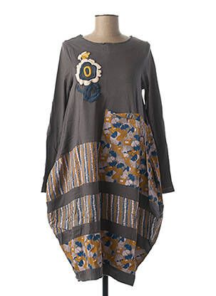 Rochie midi imprimeu fantezie mâneci lungi gri RHUM RAISIN femeie