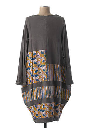 Rochie midi imprimeu fantezie mâneci lungi gri RHUM RAISIN femeie
