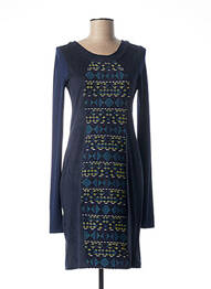 Rochie midi imprimeu fantezie mâneci lungi albastru QUATTRO femme