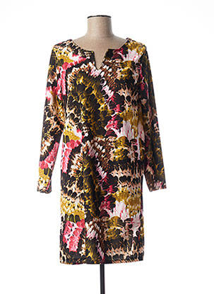 Rochie midi imprimeu floral mâneci lungi negru QUATTRO femeie