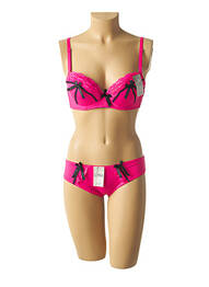 Set lenjerie bretele elastice reglabile roz LUNNA femme