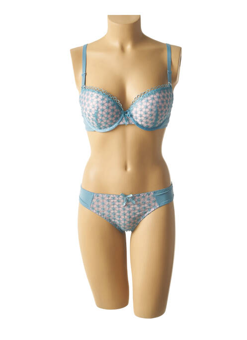 Set lenjerie țesătură metalizată albastru HANA femme