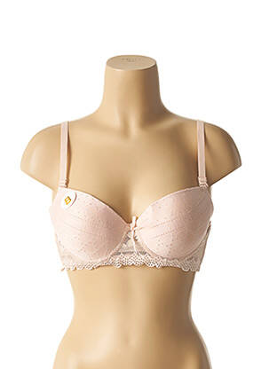 Sutien efect material satinat top sutien push-up bej HANA femeie
