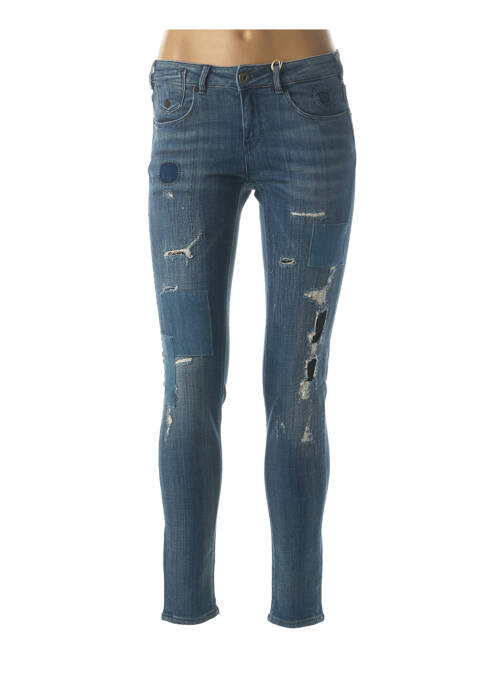 Blugi skinny efect uzat decolorat talie joasă albastru SCOTCH & SODA femme