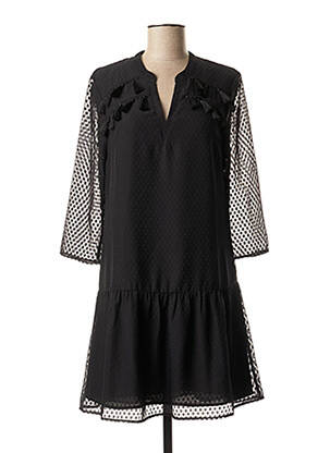 Rochie scurtă croială fluidă mâneci 3/4 negru ONE STEP femeie