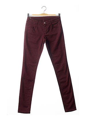 Pantalon slim talie joasă roșu LE TEMPS DES CERISES fată
