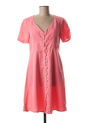 Rochie midi mâneci scurte mâneci scurte roz RIVIERES DE LUNE femeie