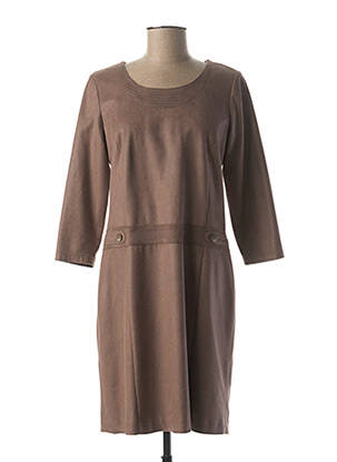 Rochie midi mâneci 3/4 mâneci 3/4 maro GUY DUBOUIS femeie
