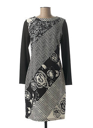 Rochie midi imprimeu fantezie mâneci lungi negru MERI & ESCA femeie