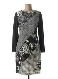 Rochie midi imprimeu fantezie mâneci lungi negru MERI & ESCA femme