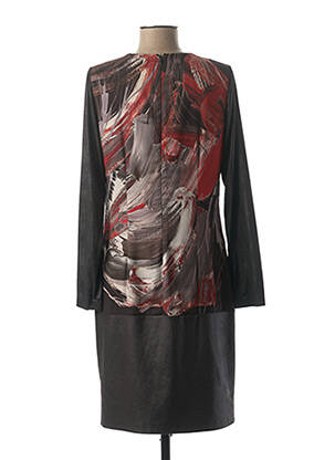 Rochie midi imprimeu fantezie mâneci lungi negru GUY DUBOUIS femeie