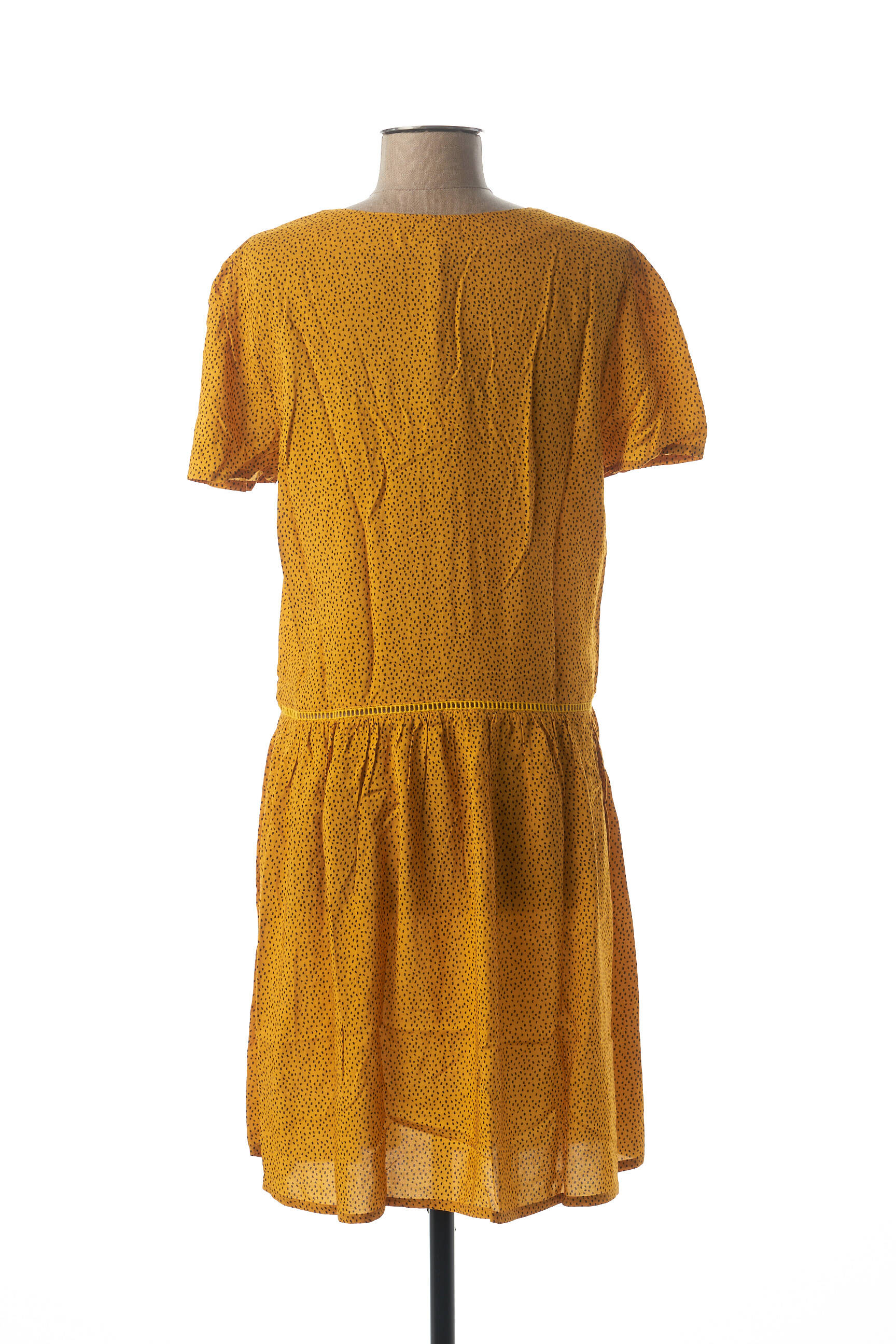 Rochie midi mâneci scurte mâneci scurte galben KANOPE femeie