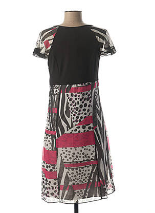 Rochie midi țesătură crep mâneci scurte negru IMPULSION femeie