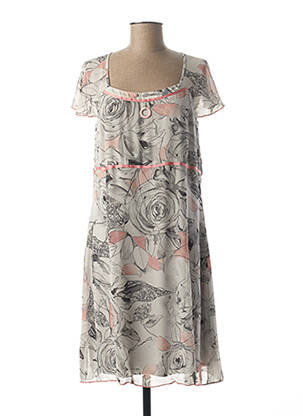 Rochie midi imprimeu floral mâneci scurte gri GUY DUBOUIS femeie