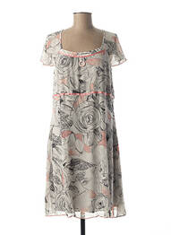 Rochie midi imprimeu floral mâneci scurte gri GUY DUBOUIS femme