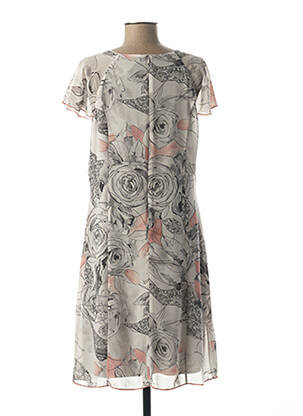 Rochie midi imprimeu floral mâneci scurte gri GUY DUBOUIS femeie