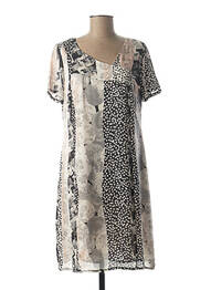 Rochie midi imprimeu fantezie mâneci scurte gri GUY DUBOUIS femme