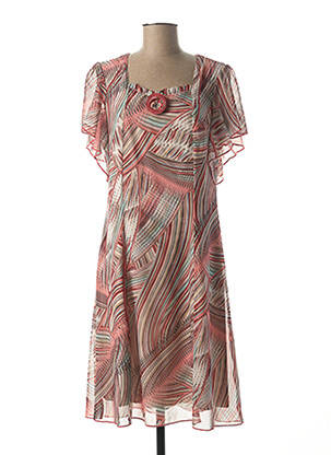 Rochie midi imprimeu fantezie mâneci scurte portocalie FRANCE RIVOIRE femeie