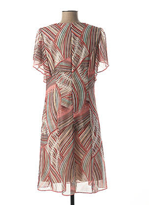 Rochie midi imprimeu fantezie mâneci scurte portocalie FRANCE RIVOIRE femeie